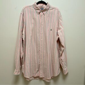 Ralph Lauren Classic Fit Long Sleeve Button Down Men’s Shirt Pink Green 2XLT
